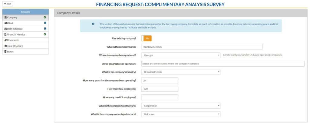 Image: Cerebro Capital Complimentary Loan Analysis Questionnaire